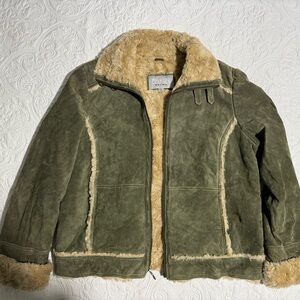 Wilsons Leather Sage Green Jacket with Shearling